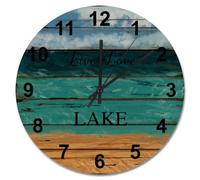 Guangpat Vintage Country Style Floor Wood Grain Beach Wooden Wall Clock Live Love Lake 15 Inch Wall Clocks Battery Operated Retirement Decor for Bedroom Living Room Office