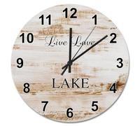 Guangpat Vintage Country Style Wood Floor Wooden Wall Clock live Love Lake 15 Inch Wall Clocks Battery Operated Retirement Clock Silent Decor for Living Room Bedroom Office