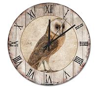 Guangpat Vintage Rustic Wall Clock Owl Wooden Wall Clocks Battery Operated 15 Inch Silent Non-Ticking Easy to Read Rustic Wall Clock for Bedroom Living Room Farmhouse Wall Decor
