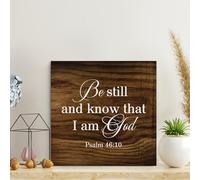 Guangpat Wall Sign with Quotes Be Still And Know That I Am God Wood SignsWood Plaque Farmhouse Family Wall Art Rustic Wall Decor Wall Decor for Home Bedroom Kitchen Living Room 10x10in