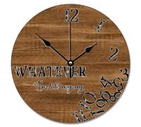 Guangpat Whatever I'm Late Anyways Wall Clock Weathered Wooden 12 Inch Wall Clocks Battery Operated Country Decor For Living Room Bedroom Kitchen Farmhouse Decor Birthday Gift