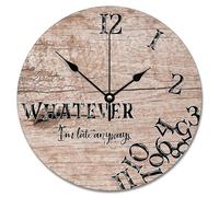 Guangpat Whatever I'm Late Anyways Wall Clock Wood Grain Art Large Wall Clocks Battery Operated 10 Inch Ancient Lake House Decor For Office Home Decor Wedding Birthday Housewarming Gift