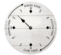 Guangpat White Wood Grain Tide Clock Tidal Beach Round Decorative Wall Clocks Battery Operated 10 Inch Vintage Wall Art Home Decor for Kitchen Living Room Bedroom Office