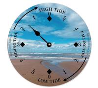 Guangpat Wooden Tide Clock Sand And Cloud East Coast Ocean Time Clock Wood Tidal Clock High And Low Tide Wall Hanging Art Tide Movement Clock for Beach House Cottage Novelty Gift for Dad 10 Inch