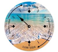 Guangpat Wooden Wall Tide Clock Beach Ocean Time Coastal Clock Moon Tidal Prediction Clock with High And Low Tide Nautical Tide Movement Clock for Beach House Deck Ship Summer Decoration 15 Inch