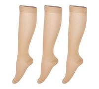 Guangstar Compression Socks for Women (3 Pairs) 8-15mmHg Circulation Support Knee High Socks for Medical, Nursing, Running and Athletic, Pack of 3, Beige/Beige/Beige, S/M