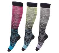 Guangstar Compression Socks for Women 3 Pairs 8-15mmHg Circulation Support Socks for Nurses, Running and Athletic, Pack of 3(Multi-Color Striped, S/M)