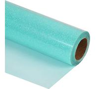 guangyintong Cyan Glitter HTV-Glow in The Dark Heat Transfer Vinyl Roll for T-Shirts HTV 12”X 8ft Iron on Transfer (J27-Glow Glitter Cyan)