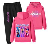 guangyoucai KPOP Boys Tracksuits Girls Hoodie and Pants 2pcs Sets Cartoon Casual Pullover Clothing for Kids（Rose Red-160cm）