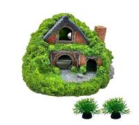 Guangyu Aquarium Decoration, Hobbit House, Betta Hideout Cave, Reptile Hideout with Hollow Hole for Aquariums, Hut Ornaments, Aquarium Cave, Rockery, Plants, Aquarium Accessories