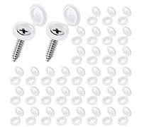 Guangyuan 100pcs White Plastic Screw Caps, M4-M8, Hinged Fold Over, Dust Washer, Flip Tops