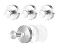 Guanici 4 Piece Towel Rail with Suction Cup Suction Cup Hook Bathroom Suction Cup Hook for Wall Suction Cup for Hanging Towels Bath Balls Coats Hats etc (Silver)