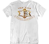 GUANJIE IDF-T-Shirt Logo in Hebrew Israel Defence Force Zahal Israeli Army White S