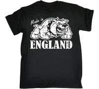GUANJIE Made in England Bulldog T-Shirt Retro Country Born English UK Gift Birthday Black XXL