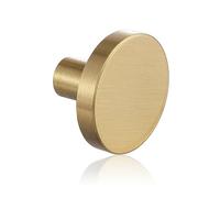 Guank 5 Pack Knobs,Brushed Handles Brass Cabinet Solid Round Dresser Drawer Knobs and Pulls Simple Decorative Kitchen Cabinet Door Handles (1.18-Inch Diameter, 5 Pack)