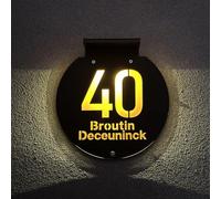 GUANKE Contemporary Solar Light House Sign - Circle House Door Sign, Solar Powered, Acrylic Material, Unique Style, 24 x 27 cm, Black