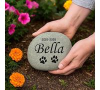 GUANKE Custom Engraved Pet Memorial Stone - Personalized Garden Grave Marker for Dogs, Cats - Weatherproof, Durable, Heartfelt Tribute for Beloved Pets (white)