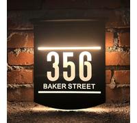 GUANKE House Numbers Plaques With Solar Lights, Personalised Acrylic Door Signs, House Plaque With Numbers And Addresses, Solar House Number For Outside Door, Led House Numbers Signs (Gray)