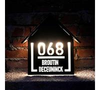 GUANKE Personalised Acrylic Door Signs, Solar House Number Plaques With Led Lights