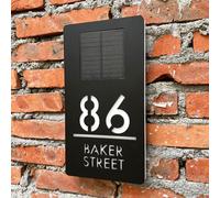 GUANKE Solar Address Sign Lighted Number Address Plaque, Outdoor Waterproof Led House Numbers for Home Yard Street