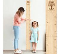 GUANKE Wooden Kids Height Chart for Wall, Natural Solid Wood Dual Scale (Feet/CM), Writable Growth Tracker, Easy Install Nursery Decor (Tree)