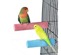GUANLANT 2 Pack Bird Perch Cage Stands Parrot Small Animals Beak Grinding Stone Foot Claws Trimmer Stick Parakeets Calcium Natural Chewing Toys for Small Medium Birds Budgies Conures Cockatiels Rats