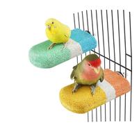 GUANLANT 2 pcs Bird Beak Grinding Calcium Stone Perches,Cockatiels Cage Stand Platform Parakeets Chicken Foot Claws Trimmer Parrot Natural Chewing Toys for Small Medium Birds Budgies Conures Rats