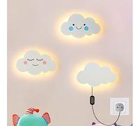 GUANSHAN 1 PC Cartoon Face Cloud Bedside Lamp Night Light LED Children's Room Wall Lamp Wall Lighting Decorative Wall Lamp Background Wall Lamp for Bedroom, Living Room, Stairs,18W, Three Light
