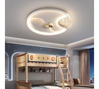 GUANSHAN 3D Astronaut Moon Ceiling Light LED Astronaut Chandelier Ceiling Lamp Cartoon Moon Chandelier Eye Protection Ceiling Lighting Fixture for Bedroom, Children's Room