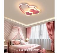 GUANSHAN 3D Ceiling Light LED Creative Stereoscopic Hearts Ceiling Lamp Lighting for Boys Girls Bedroom Kindergarten, Warm Light, 44W, Pink