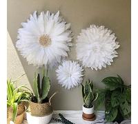 GUANSHAN A Set Handmade Feather Flower Wall Decoration Feather Wall Pendant Flower Wall Pediments Photography Props Ornament For Living Room, Bedroom