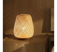 GUANSHAN Bamboo Weaving Lantern Table Lamp Bedside Lamp Japanese Style Night Light Decorative Table Light Table Lighting Bamboo Lampshade Mood Table Lamp for Bedroom, Living Room, Dimmer Switch