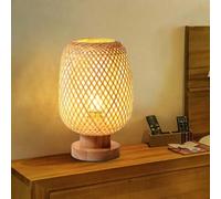GUANSHAN Bamboo Weaving Table Lamp Small Exquisite Bamboo Lampshade Bedside Lamp Japanese Style Night Light Decorative Table Light Mood Table Lamp for Bedroom, Living Room, Style 2