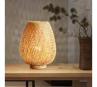 GUANSHAN Bamboo Woven Table Lamp Bamboo lampshade Zen Style Table Lighting Decorative Table Lighting Night Light for for Bedroom and Living Room