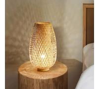 GUANSHAN Bamboo Woven Table Lamp Bamboo lampshade Zen Style Table Lighting Decorative Table Lighting Night Light for for Bedroom and Living Room