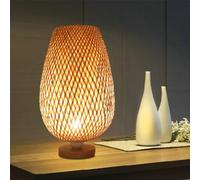 GUANSHAN Bamboo Woven Table Lamp Zen Style Bamboo Lampshade Table Light Decorative Table Lighting Night Light Atmosphere Light for Bedroom, Living Room