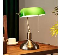 GUANSHAN Classical Green Glass Table Lamp Retro Style Table Light Night Light Vintage Desk Lamp Decorative Bedside Table Lighting for Bedroom, Living Room