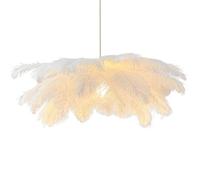 GUANSHAN Creative White Feather Pendant Light Light Simple Feather Lampshade Pendant Lamp Ceiling Light Ceiling Lamp Decorative Chandelier for Bedroom, Stairs, Dining Room