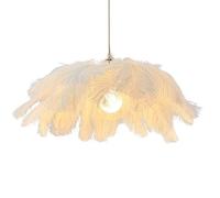 GUANSHAN Creative White Feather Pendant Light Light Simple Feather Lampshade Pendant Lamp Ceiling Light Ceiling Lamp Decorative Chandelier for Bedroom, Stairs, Dining Room