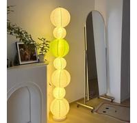 GUANSHAN Elegant DIY Paper Lantern Floor Lamp Minimalist Foldable Paper Bedside Standing Lamp Floor Lighting Decorative Floor Light Fixture for Bedroom, Living Room