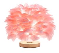 GUANSHAN Feather Bedside Lamp Feather Bedside Lampshade Simple and Elegant Feather Table Light Desk Lampshade for Living Room, Bedroom, Dining Room