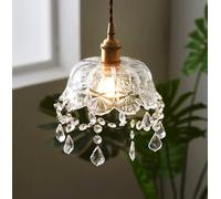 GUANSHAN Glass Pendant Light Crystal Pendant Lampshade Ceiling Light Chandelier Ceiling Lamp Bedside Lamp Decoration Chandelier for Bedroom, Corridor, Dining Room, Porch