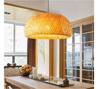 GUANSHAN Hand-Woven Bamboo Chandelier Natural Bamboo Wire Pastoral Style Pendant Light Ceiling Light for Restaurant, Cafe, Bedroom, Entrance
