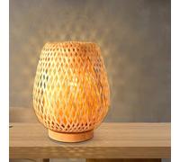 GUANSHAN Hand Woven Bamboo Table Lamp Creative Rural Style Double Layer Bamboo Lampshade Night Light Table Light Fixture Decorative Table Lighting for Bedroom, Living Room