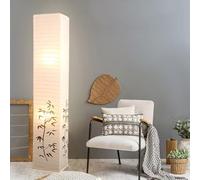 GUANSHAN Handmade Paper Floor Lamp with Bamboo Print Nordic Style Paper Standing Lamp Floor Bedside Lamp Floor Lighting Decorative Floor Light for Bedroom, Living Room