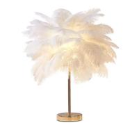 GUANSHAN Ostrich Feather Table Lamp Creative Feather Lampshade Table Light Romantic Decorative Ostrich Feather Table Lighting Night Light for Living Room, Bedroom