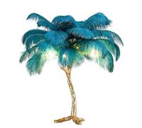 GUANSHAN Ostrich Feather Table Lamp Creative Feather Lampshade with Tree Fork Resin Base Decorative Ostrich Feather Table Lighting Night Light for Living Room, Bedroom