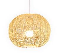 GUANSHAN Rattan Ceiling Light Pendant Lamp Hand Woven Indonesian Rattan Hollow Ceiling Lamp Rural Style Chandelier Light for Bar, Coffee, Loft, Restaurant, Living Room, Bedroom