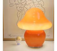 GUANSHAN Retro Orange Mushroom Glass Table Lamp Vintage Glass Bedroom Lamp Creative Decorative Atmosphere Night Light for Bedroom, Living Room, Dining Table