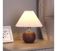 GUANSHAN Retro Simple Table Lamp French Pastoral Pleated Lampshade Table Light Decorative Bedside Table Lighting Night Light for Bedroom, Living Room